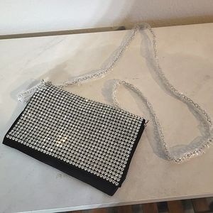 New Amber Sceats Black Rhinestone Clutch